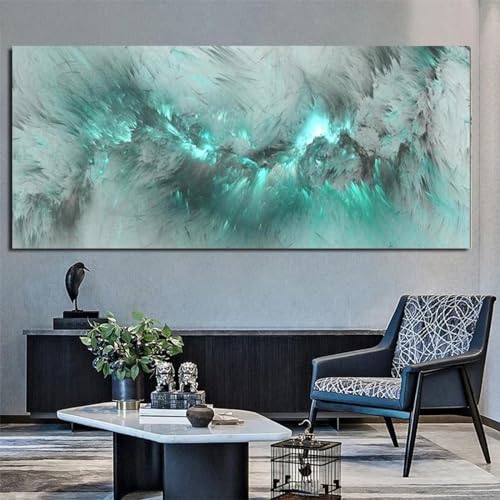 Toile nuages bleus grand format abstrait décoration chambre
