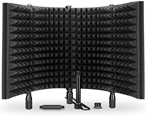 Aokeo Studio Recording Microphone Isolation Shield, Pop Filter.High density absorbent foam is used to filter vocal. Suitable for blue yeti and any condenser microphone recording equipment