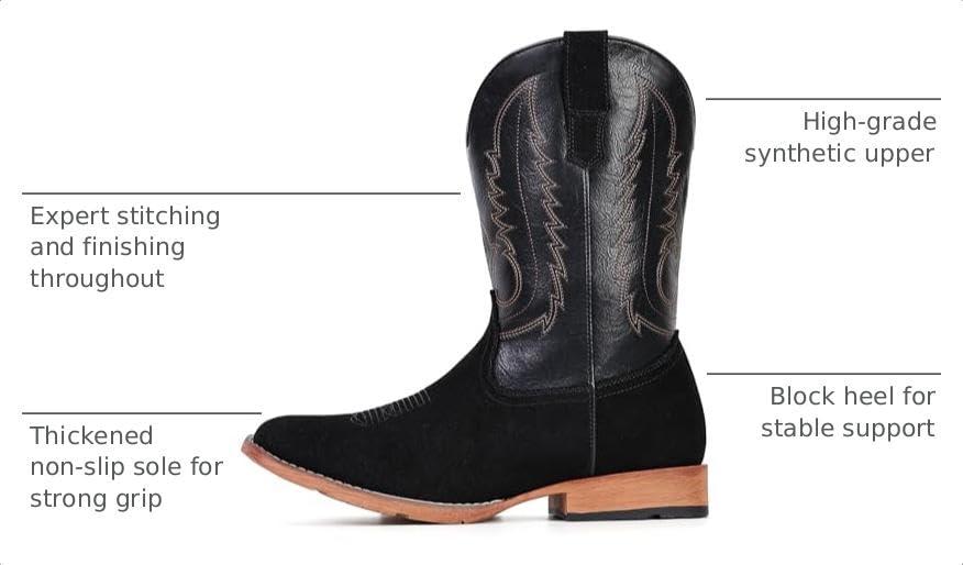 Image of IUV Cowboy Boots for Men Suede Square Toe
