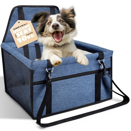 CIMOYBAI Seggiolino auto extra stabile per cani di piccola e media taglia, pieghevole, colore: blu navy