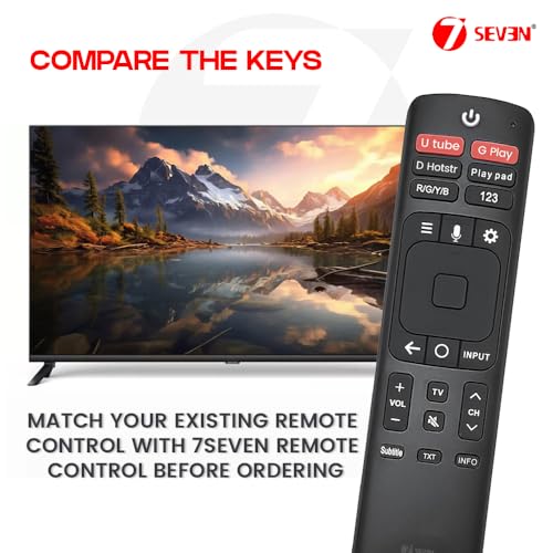 Image of 7SEVEN Compatible of Vu Tv Remote Original Model ERF3L69V Suitable for Smart Android 4K FHD UHD QLED Vu Television Remote Control Replicate if Existing Remotes Match Exacly - Pairing Must