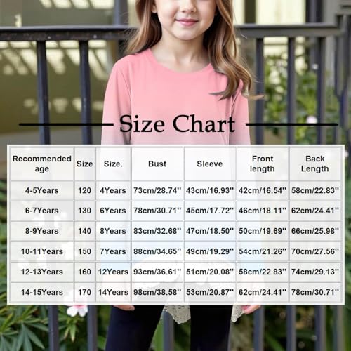Long Sleeve Shirts for Teen Girls Cute Graphic Crewneck Lace Brim Tunic Tops Fall Casual Cute Tee Shirts Blouses3