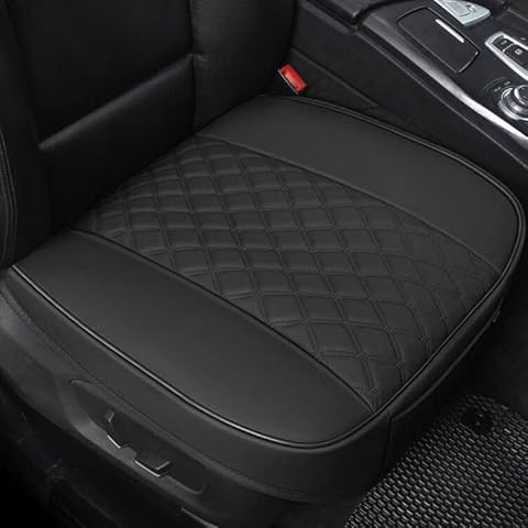 Black Panther 1 Pair PU Car Seat Covers, Front Seat Bottom Protectors Compatible with 95% Vehicles,Diamond Pattern Embroidery, Anti-Slip (W 21.26''×D 20.86”) - Black Cover