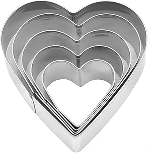 Miniatura 8 de Juego de 5 cortadores de galletas con forma de corazón para el día de San Valentín, moldes de acero inoxidable para aniversario, novia, compromiso y