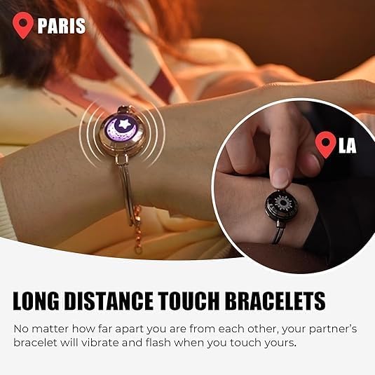 Miniatura 2 de TOTWOO Touch Bracelets for Couples, Vibration & Light up for Love Couples Long Distance Relationship Gifts for Girlfriend Bluetooth Pairing Jewelry