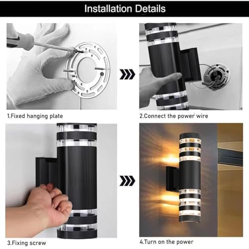 Image of Up and Down Outdoor Wall Light, 15 Inch Cylindrical Porch Wall Sconce, IP65 Waterproof Matte Black Exterior Wall Lamp, Modern Cylinder Wall Mount Light for Patio Garden Garage Villa, 2-Pack
