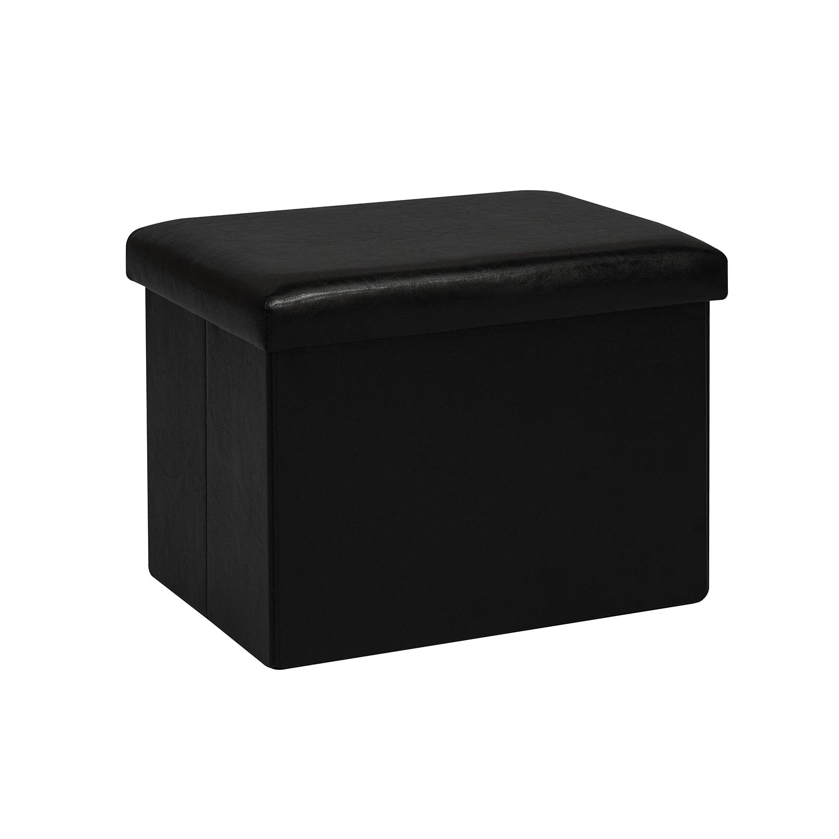 Bonlife Synthetic Leather Ottoman Storage Box, Foldable Toy Chest, Kids Footstool with Storage