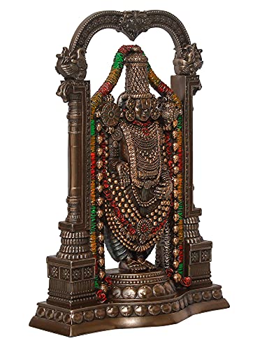 eCraftIndia Bronze Resin Tirupati Balaji Idol | Lord Venkateswara Idol for Home Temple Pooja Room Office | Spiritual Balaji Statue for Devotees | Gift for Housewarming Diwali