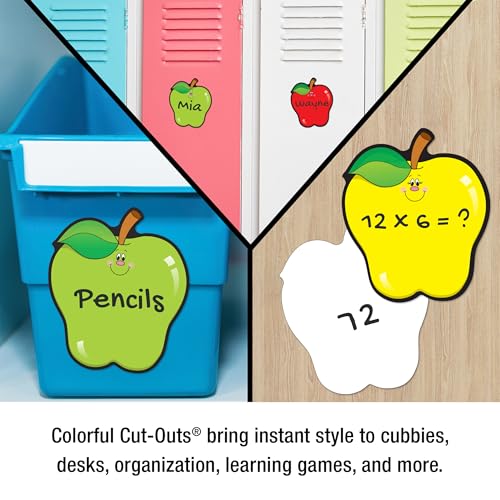 Image of Carson Dellosa 36-Piece Red, Green and Yellow Fall Apple Bulletin Board Cutouts, Apple Cutouts for Bulletin Board, Fall Classroom Cutouts, Fall Classroom Decor