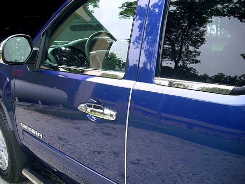 MaxMate Made in USA! Compatible with 2007-2013 GMC Sierra Extended Cab 4PC Stainless Steel Chrome Window Sill Trim Overlay
