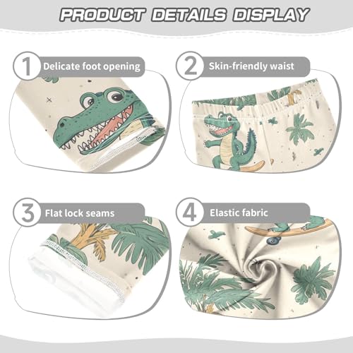 ZZKKO Girls Leggings Crocodile Skateboard Toddler Girls Clothes Leggings for Girls Toddler Girls Leggings 3-4T3