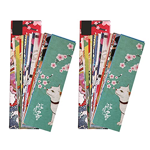 Fyfjur 60 Blatt Papier Lesezeichen, Vintage japanische Stil Lesezeichen, Vintage Lesezeichen, Kreative Lesezeichen, Japanische Geschenk für Buchliebhaber Cover