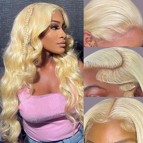 Alipeacock 613 Blonde Lace Front Wig Human Hair 13x4 Body Wave Lace Front Wigs Human Hair Pre Plucked 150% Density Brazilian Lace Frontal Wigs 24Inch 613 13x5 Body