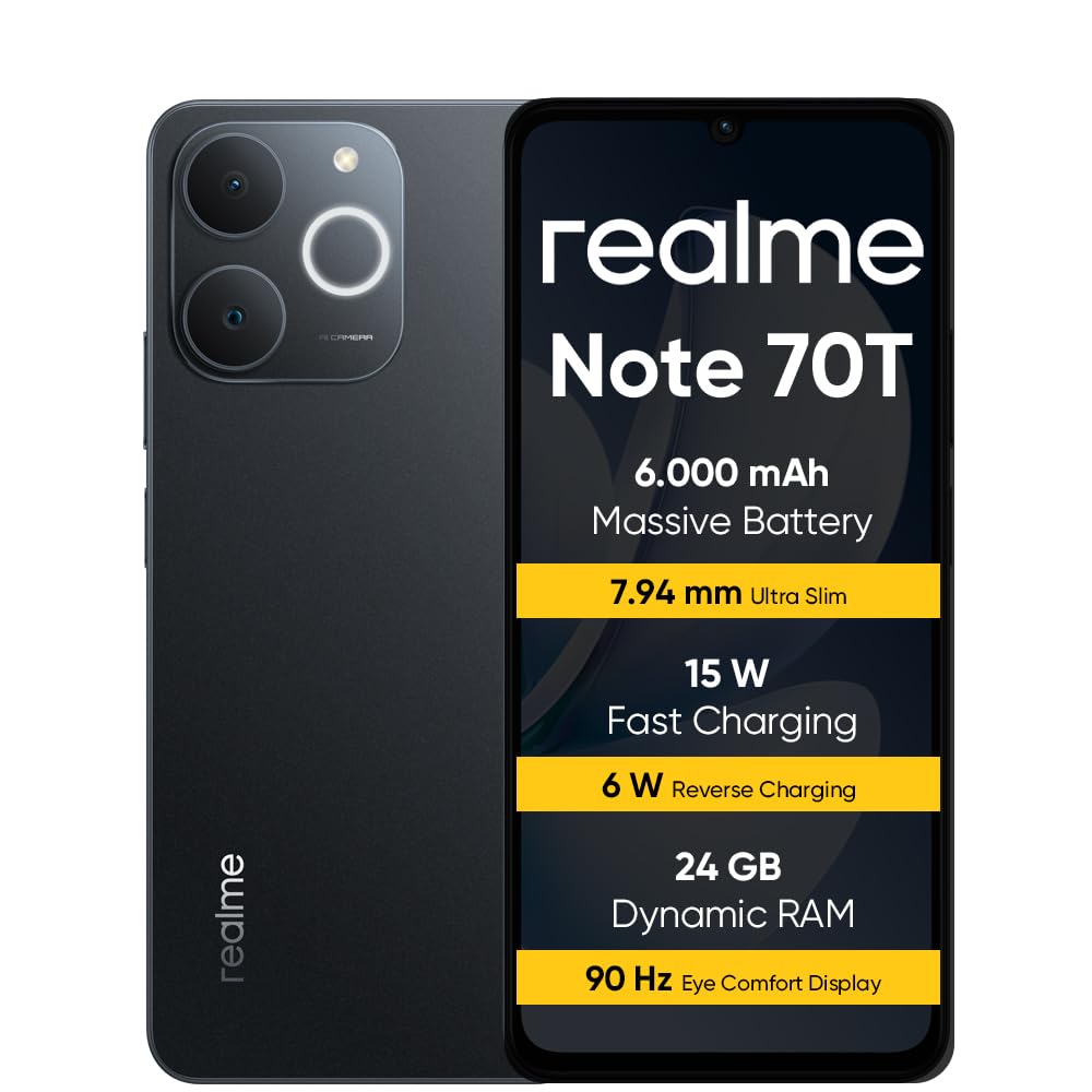 realme Note 70T Smartphone 4+64GB, 6000mAh Battery, 15W Fast