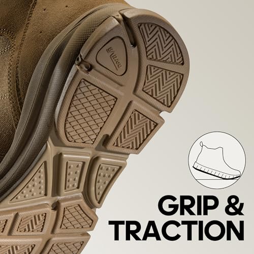 NORTIV 8 Men's Lightweight Military Tactical Work Boots Outdoor Hiking Motorcycle Combat Boots,Size 7,Brown,SNMT221M