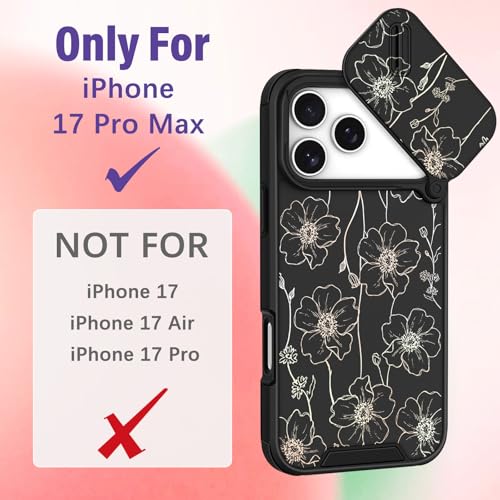 Image of Funermei for iPhone 17 Pro Max Case - Women Girls Cute Phone Cover Pretty Girly Aesthetic Black Butterfly Unique Design with Slide Camera Cover and Dual Protection Funda for iPhone 17 Pro Max Case