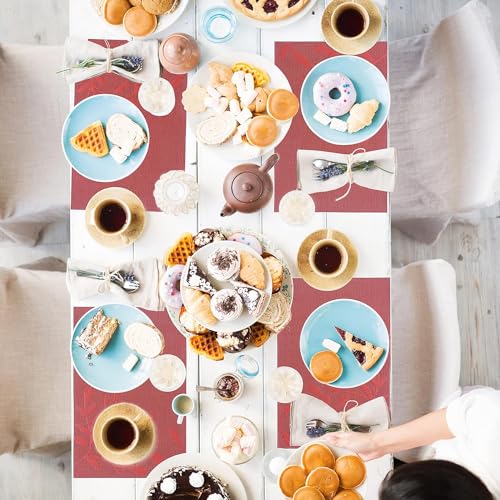 Image of Potency Table Mats Set of 6, Woven Placemats for Dining Table, Heat-Resistant, Stain-Resistant, Anti-Skid, Washable PVC Table Mats, Vinyl Placemats for Dining, Kitchen & Restaurant Table (C Red)