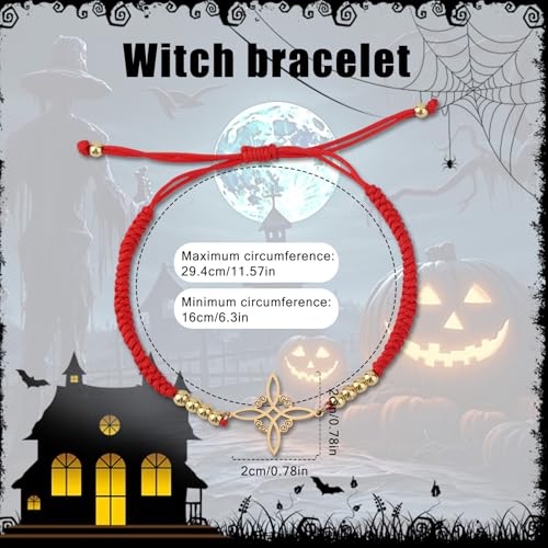 Witches Knot Bracelet, Adjustable Weave Wiccan Bracelet with Stainless Steel Magic Witchcraft Witch's Charm Knot Ideal Jewelry Gift For Woman & Man2