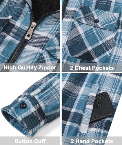 Image of SCODI Men's Flannel Jacket Sherpa Lined Plaid Fleece Hoodies Zip Up Coat