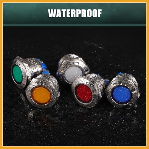 5 Pcs LED Luz Indicadora 19mm 12V Metal Impermeable Roja miniatura 6