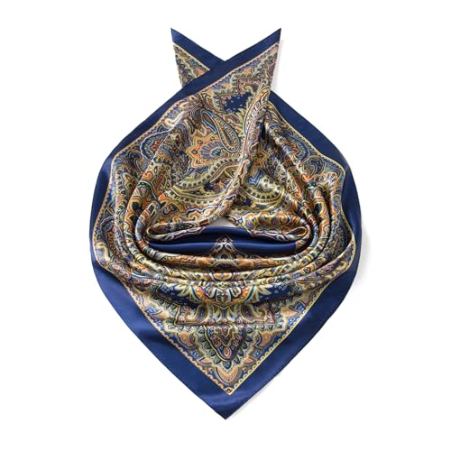 Image of 35 inch Men's Silk Cowboy Scarf - Oversized Western Bandana Neckwear, Large Square Scarf with Gift Packaging