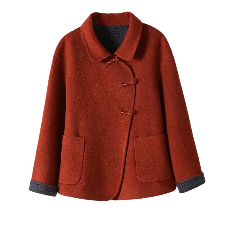 Chaqueta de tweed estilo chino de cachemira abrigo mujer invierno medio 5