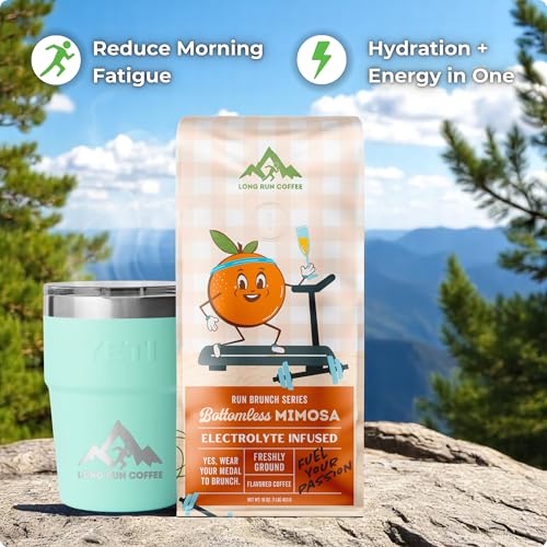 Image of Long Run Coffee - Hydrating Coffee with Electrolytes - All Natural Energy + Hydration + Recovery for Athletes - Stomach Friendly Electrolyte Coffee for Runners (5lb, Orange Peel Infused)