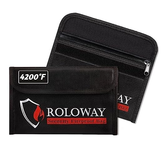 ROLOWAY Lot de 2 petits sacs ignifuges (12,7 x 20,3 cm), anti-démangeaisons pour argent, objets de valeur, passeport, monnaie et clés (noir)