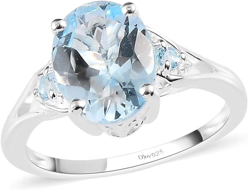 Shop LC Delivering JoyShop LC Beautiful Engagement Promise Rings for Women Blue Topaz Stone 925 Sterling Silver Love Birthstone