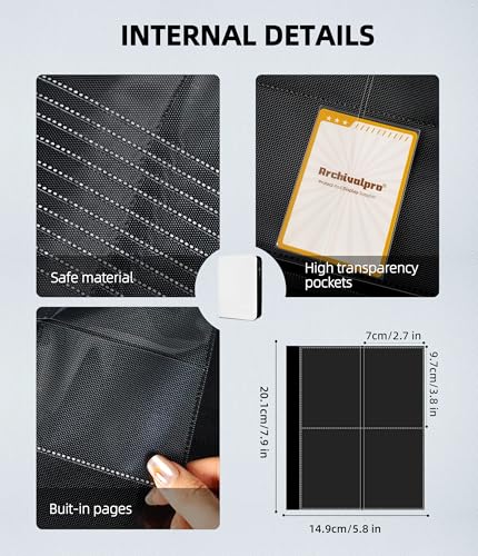 Image of Premium 4 Pocket Card Binder, Holds 160 Cards for MTG TCG Sports Game Cards(White,4 Pocket) | Side-loading card binder with zipper and no-ring design. Holds 160 cards in clear pockets.
