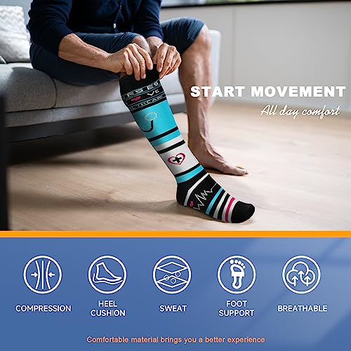 Image of cerpite Compression Socks for Women & Men 6 Pairs Knee High Compression Socks 20-30 mmhg Best for Running,Nurse,Travel