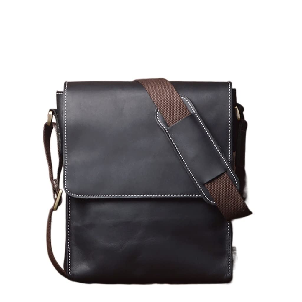 CLGZS Vintage Men Genuine Leather Shoulder Bag Crossbody Casual College Style Bag Messenger Bag 12.9 Inch Laptop Bags (Color : E, Size : 1)
