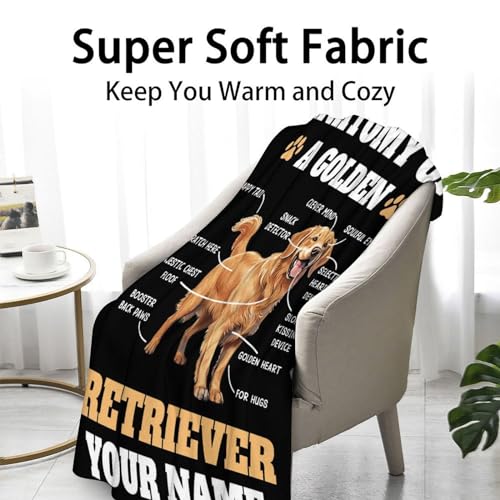 Custom Golden Retriever Blanket for Women, Men - 60x80 Inches Twin Size - Soft Fluffy Cozy Blankets Gift - Black Novelty Blanket for Bed, Sofa, Winter