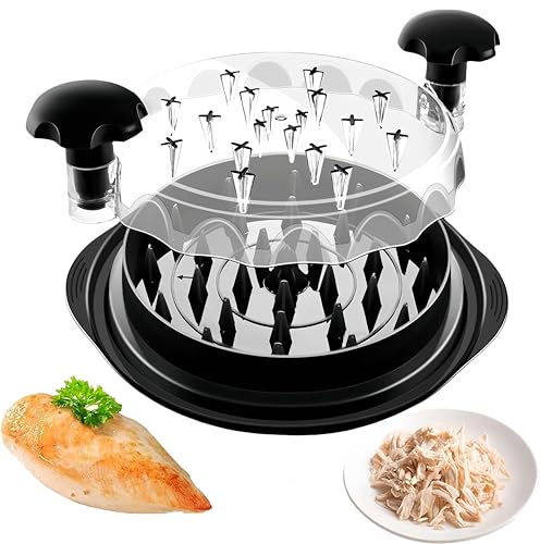 NBBENG Large Chicken Breast Shredder Tool, Manual, Black, Plastic, Stainless Steel Blades, Ergonomic Handle, Anti-Slip, Heat Resistant