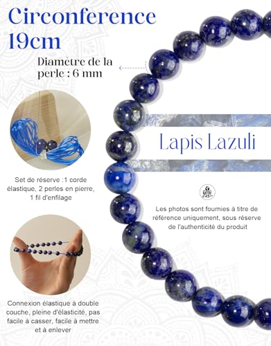 Landorilo Bracelet en Pierres Naturelles pour Femme, Lapis Lazuli – vue 4
