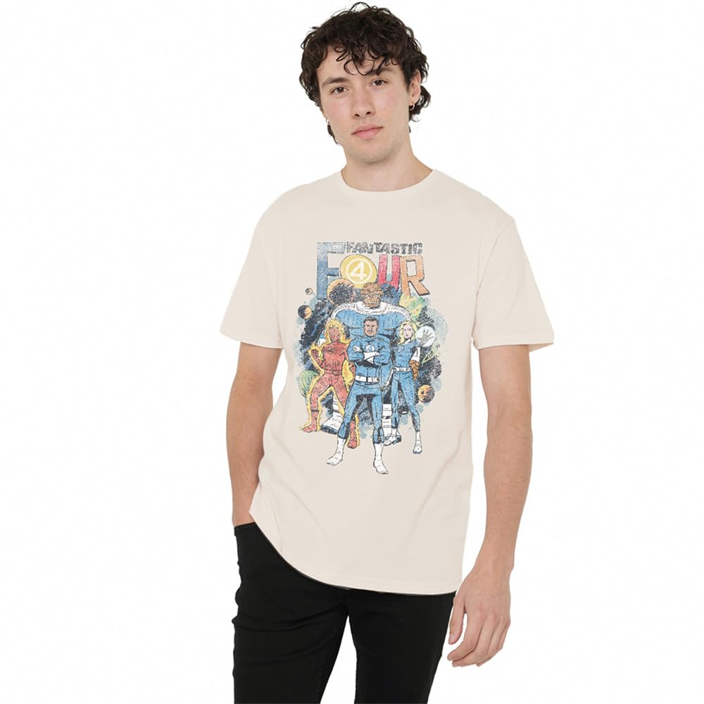 Marvel Fantastic Four Cosmic First Family Unisex T Shirt, Natural, Medium