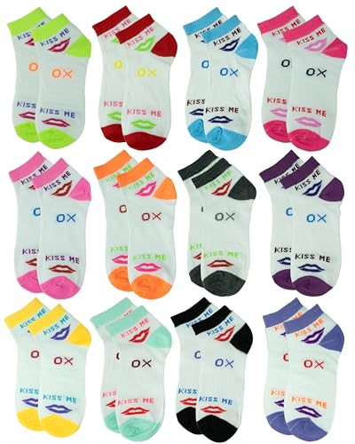 Image of Gelante 12-Pair Women's Ankle Socks, Colorful Comfortable Lightweight Breathable Athletic