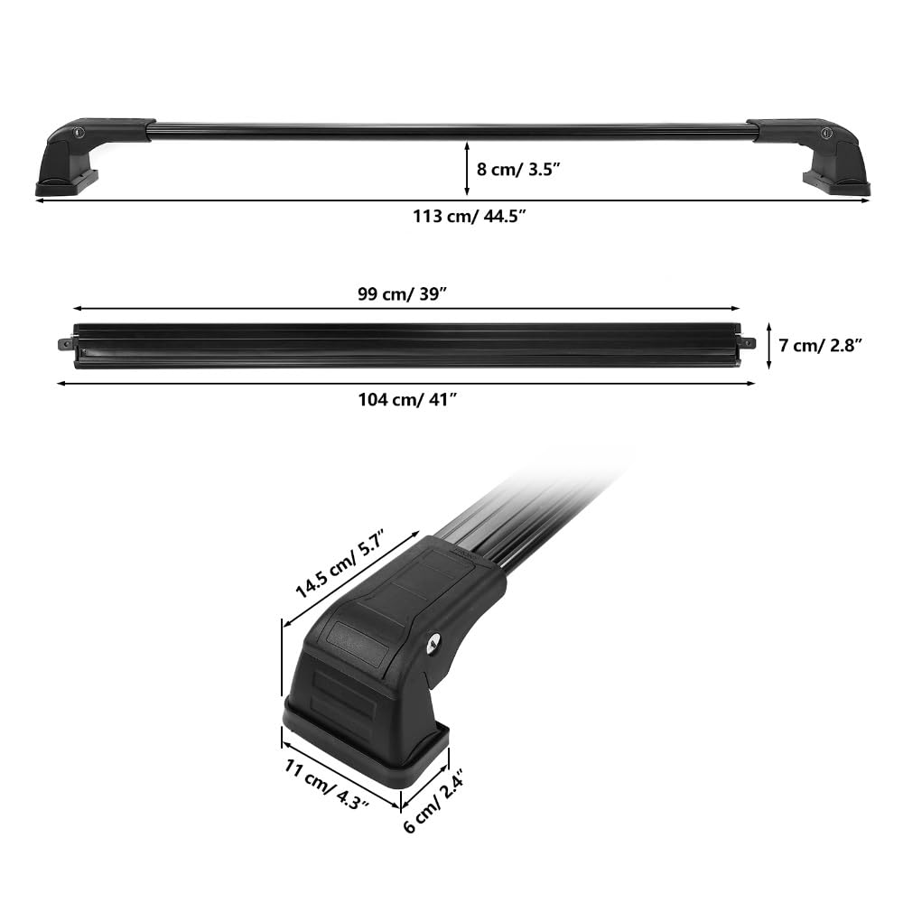 Cofre Techo Barras transversales portaequipajes de Techo para KIA para Soul 2014-2019 SUV. Portaequipajes rígido con 4 Llaves. Soporta hasta 45 kg Carga Barras Techo Aluminio