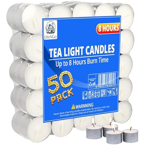 LiteNGo 8 Hour Unscented Tea Lights - 50 Pack Cover