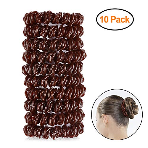 10Pcs Brown Spiral Hair Ties No Crease Elastic Ponytail Holders Phone Cord Traceless Hair Ties for Women Thick Hair by Accmor On Sale
