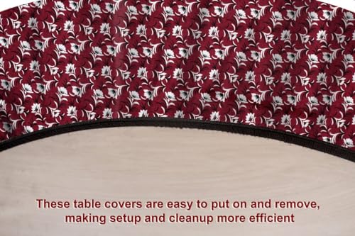 Image of The Furnishing Tree Round Elastic Fitted Dining Table Cover WxL 36x36 Inches Floral Pattern Dark Brown