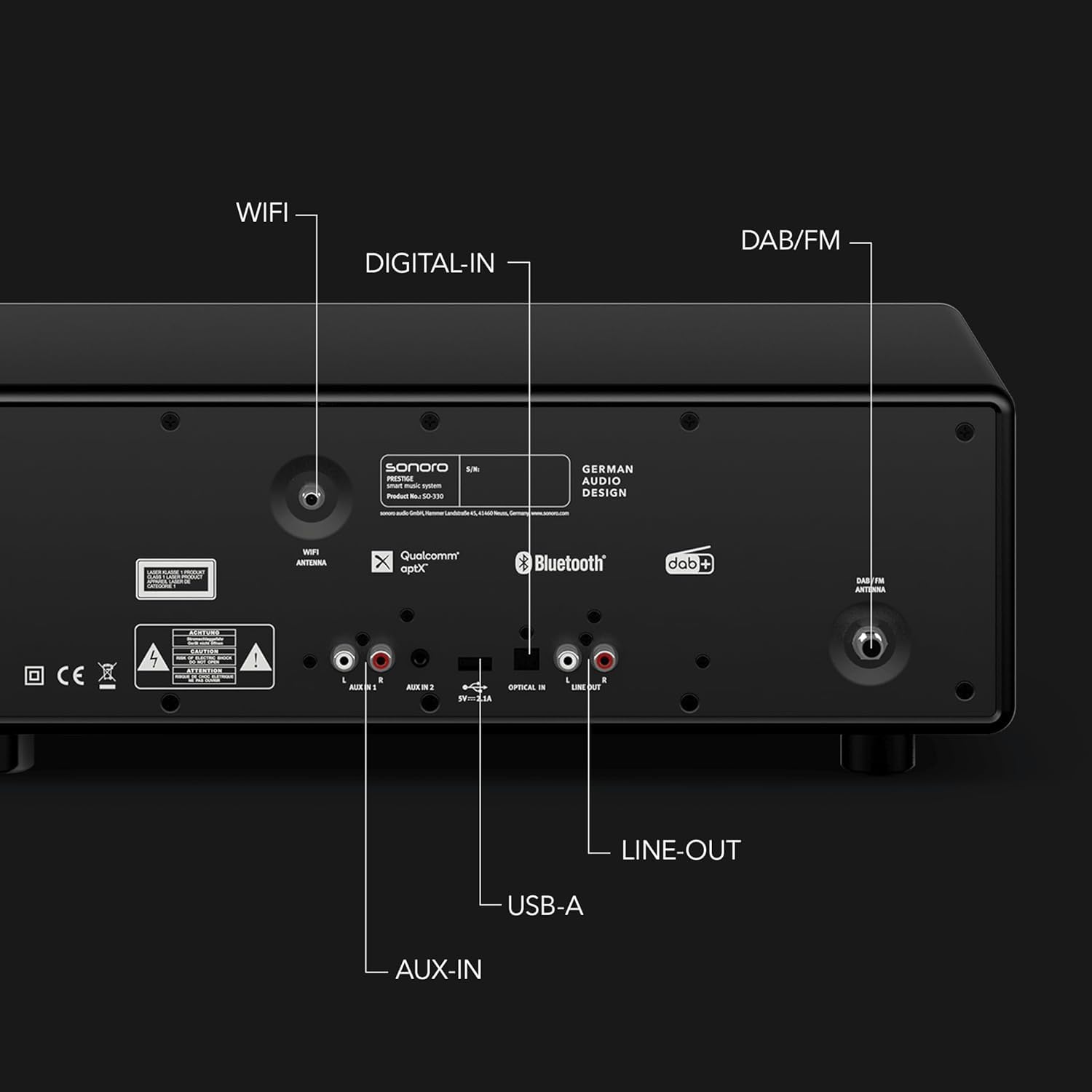 sonoro Prestige Kompaktanlage mit CD Player (UKW, DAB Plus, Spotify, Deezer) Matt Schwarz