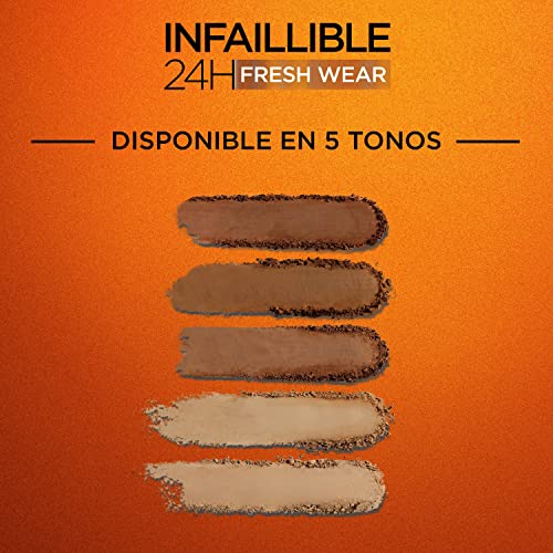 L'Oréal Paris, Polvos Compactos Mate, Efecto Bronceado Facial de Larga Duración, Infallible 24H Fresh Wear, Tono: 300, 9 g - imagen 5