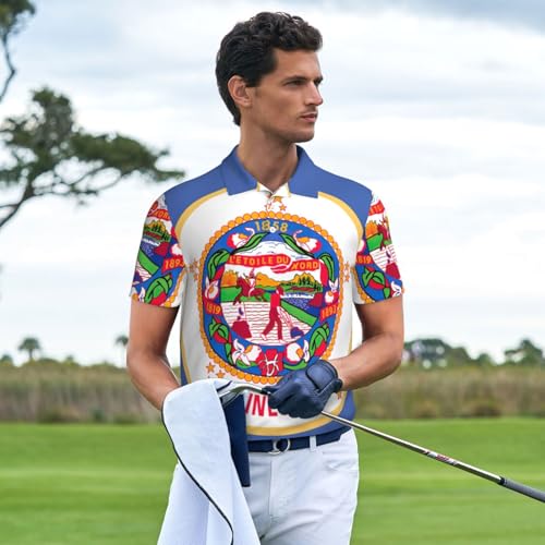 Minnesota State Flag Print Men's Polo Shirts Short Sleeve Moisture Wicking Fashion Mens Golf Shirt Novelty4