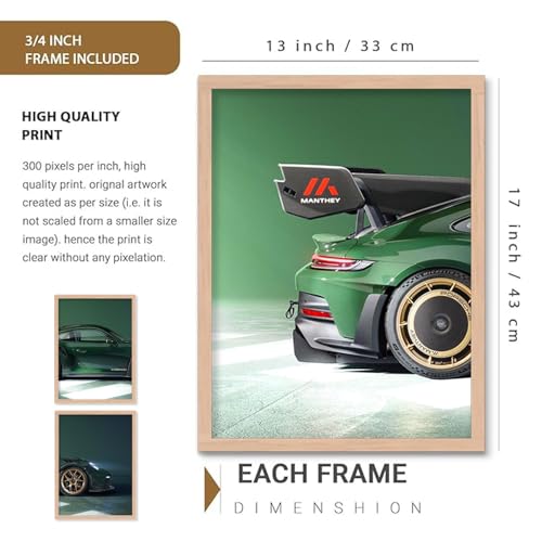 Image of TASVEE Car wall posters | set of 3 wall frames | posters for wall | Wall Decoration for Bedroom, Living Room & Office | Best Gift for Boys & Car Lovers (A9, LARGE 13X17, Framed)
