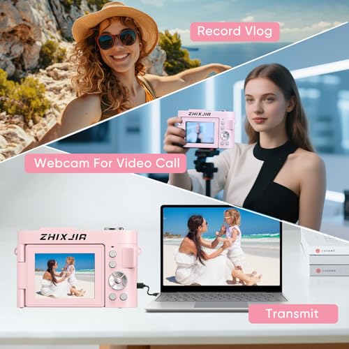 Image of 4K Digital Camera for Photography- 50MP Autofocus Vlogging Camera with 2.8 inch 180Flip Screen, 18X Digital Zoom- Compact Point and Shoot Camera with 32GB TF for YouTube, Travel, Beginners, Pink