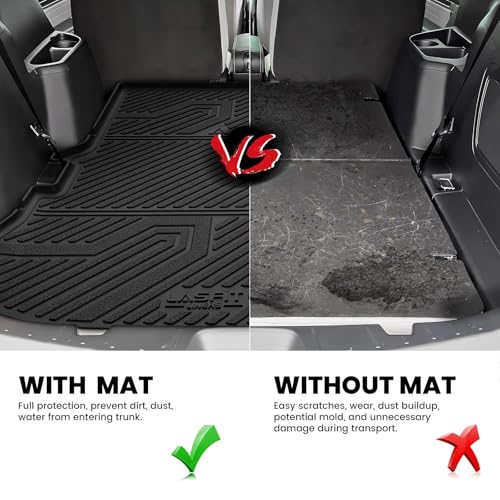 Image of LASFIT Cargo Mat for Ford Explorer 2011-2014 & 2015-2019 Trunk Liner | Custom Fit All Weather Protector TPE One-Piece Design Easy Installation Easy Clean Trunk Mat Accessories, 1pc Black