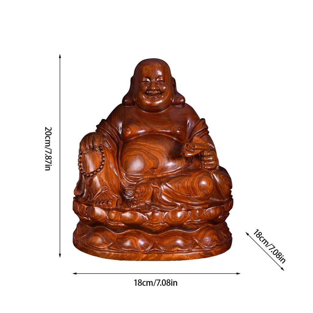 Figurka Buddy do wnętrz z litego drewna uśmiechnięta statua Buddy Dom Dekoracja Zen Rosewood Maitreya Budda Ozdoby na biurko Medytująca statua Buddy Rzeźba