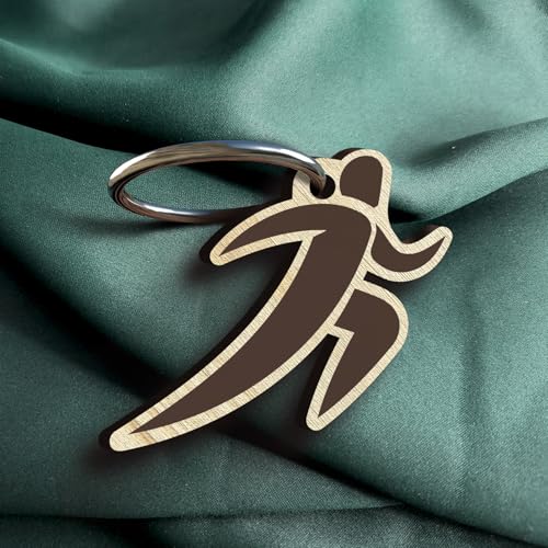 Joggen Geschenk für Sportler - Laufen Schlüsselanhänger handgemacht aus Holz, Glücksbringer, Fitness Geschenk für Joggingliebhaber, Sport Anhänger, Laufaccessoires für Läufer, Fitnessfans