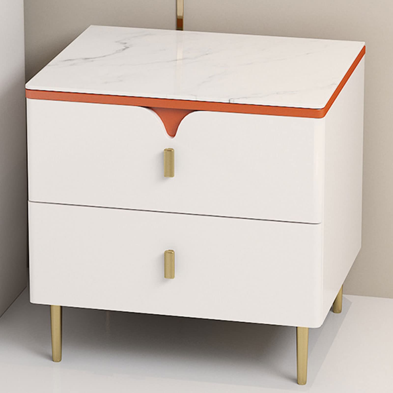 Table d'appoint moderne en blanc laqué avec station de charge induction premium